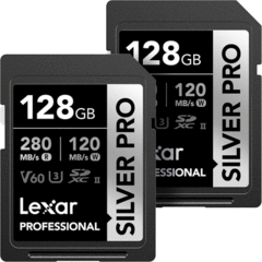 Lexar 128GB Professional SILVER PRO UHS-II SDXC (2-Pack)